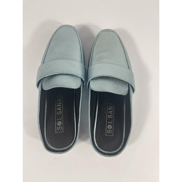 Sol Sana Renold Slide Shoes Women's Size 36 Blue Metallic Leather Loafers New - Picture 3 of 9